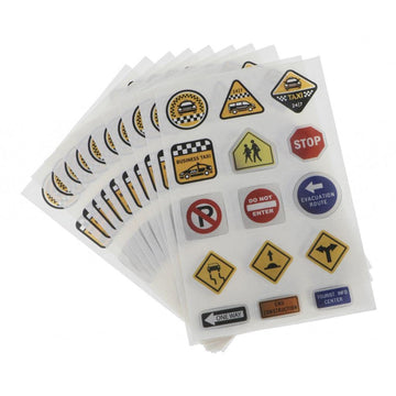Easnea 10 Sheets Fun Road Tape for Car Toys, Traffic Sign Stickers for Playing and Learning, Perfect to Develop Your Kids Imagination and Memory - C