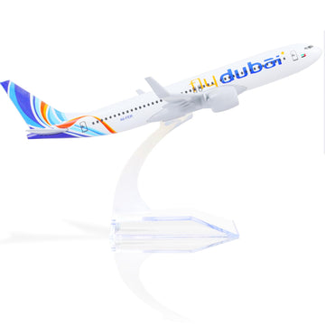 QIYUMOKE 1/400 Compatible for Dubai Boeing 737 Diecast Model Airplane with Display Stand, 5.9-Inch Metal Passenger Model for Aviation Collectors
