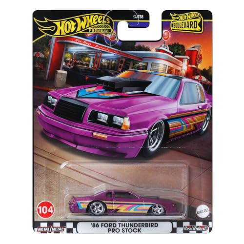 Hot Wheels Premium Boulevard Die-Cast '86 Ford Thunderbird Pro Stock, Metal, 1:64 Scale Model