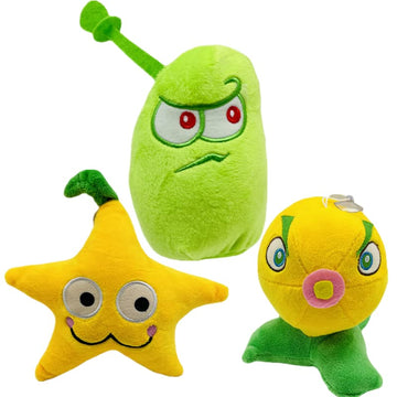 Suyudian 3 PCS PVZ Plant and Zombies Plush Plants Sets 1 2 Stuffed Soft Toys Laser Beans, Star Fruit, Citron, PVZ Figure Doll,Great Gifts for Boys