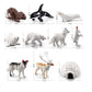 OUKEYI 10PCS Realistic Polar Animals Figurines - Mini Arctic Animals Toys Set - 1-2 Inch Plastic Tundra Deer, Bear, Fox Kids Diorama Birthday Gift