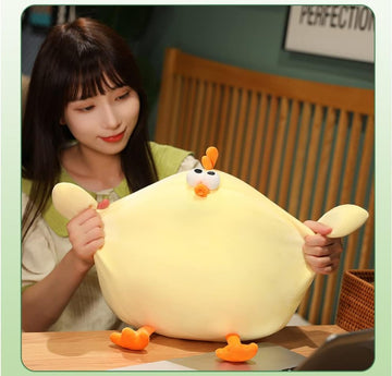 Maomoto Funny Fat Chicken Plush Pillow, Super Soft Mother Hen Doll, Cute Chicken Neck Pillow, Yellow Plush Stuffed Animal for Boys & Girls Festival