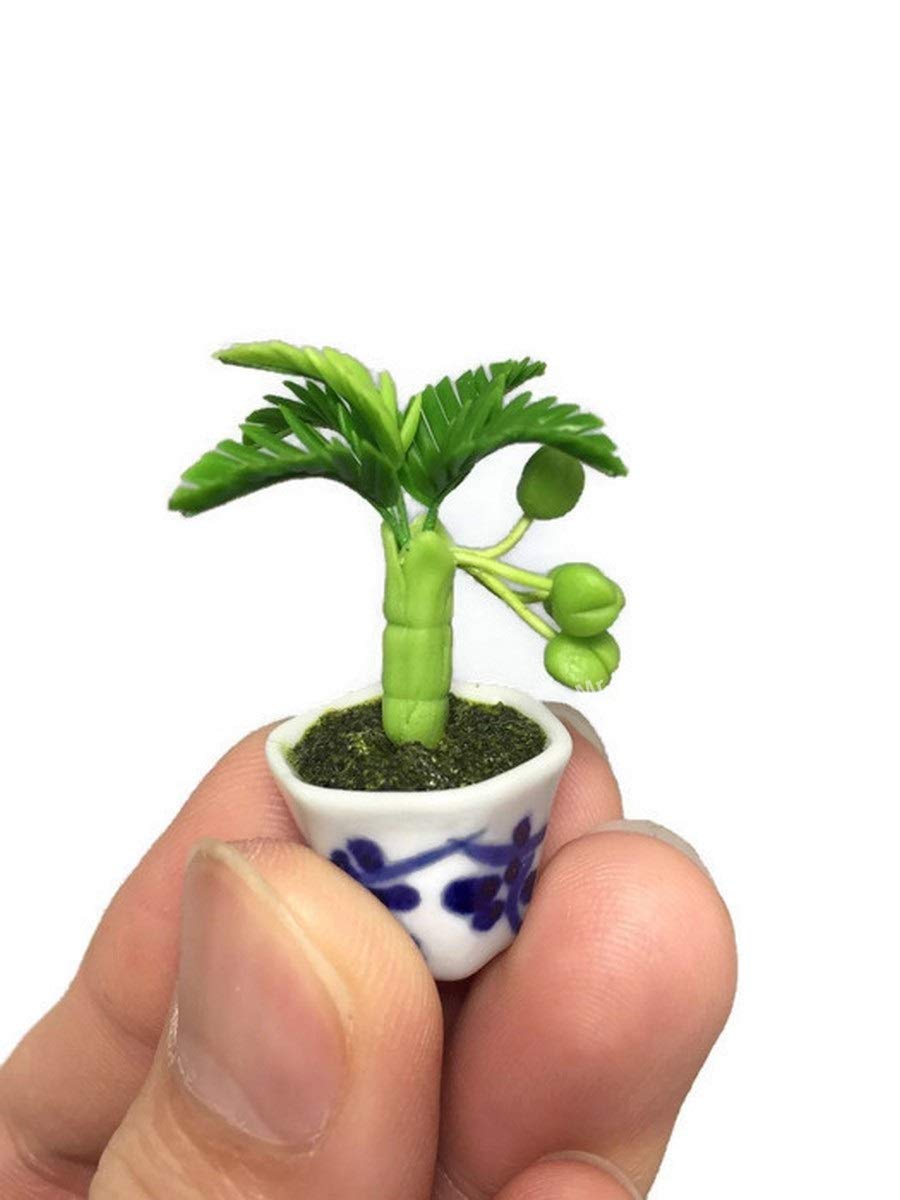 3pc Miniature Flower Clay Dollhouse Fairy Garden Mini Plant Trees Ceramic Paint Furniture Bundles Artificial Flowers Tiny Orchid #094