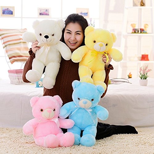elfishgo Creative Light Up LED Inductive Teddy Bear Stuffed Animals Plush Toy Colorful Glowing Teddy Bear, 20- Inch(Blue)
