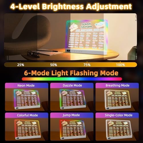 16" Rechargeable Led Drawing Board for Kids with 13 Light Effect, Glow Doodle Acrylic Dry Erase Board-Built-in Stand, Light Up Drawing Tablet