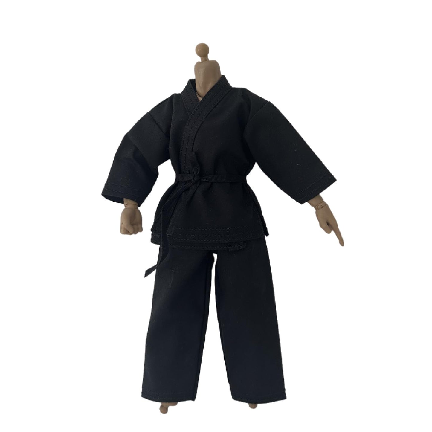 1/12 Action Figure Clothes,Taekwondo Uniform Outfits for 6 inch Male Action Figures,6 inch Miniature Karate Suit (Black)