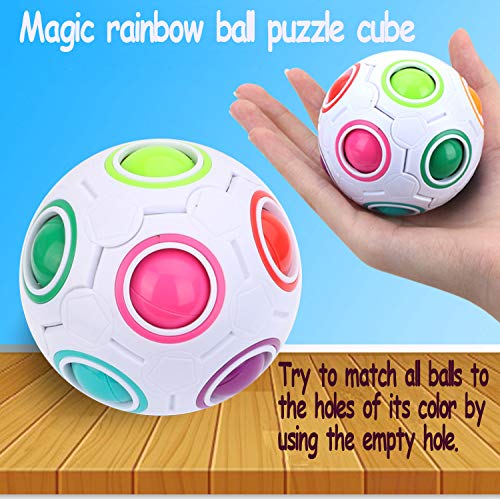 Magic Rainbow Ball Puzzle Fidget Stress Relief Ball Brain Teasers Games 12Holes
