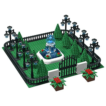 Nicolababe Building Block Education Toy - Street Lamp Street Light & Tree Fences Sets & Entrance Door and Park Fountain - Building Bricks Accessories
