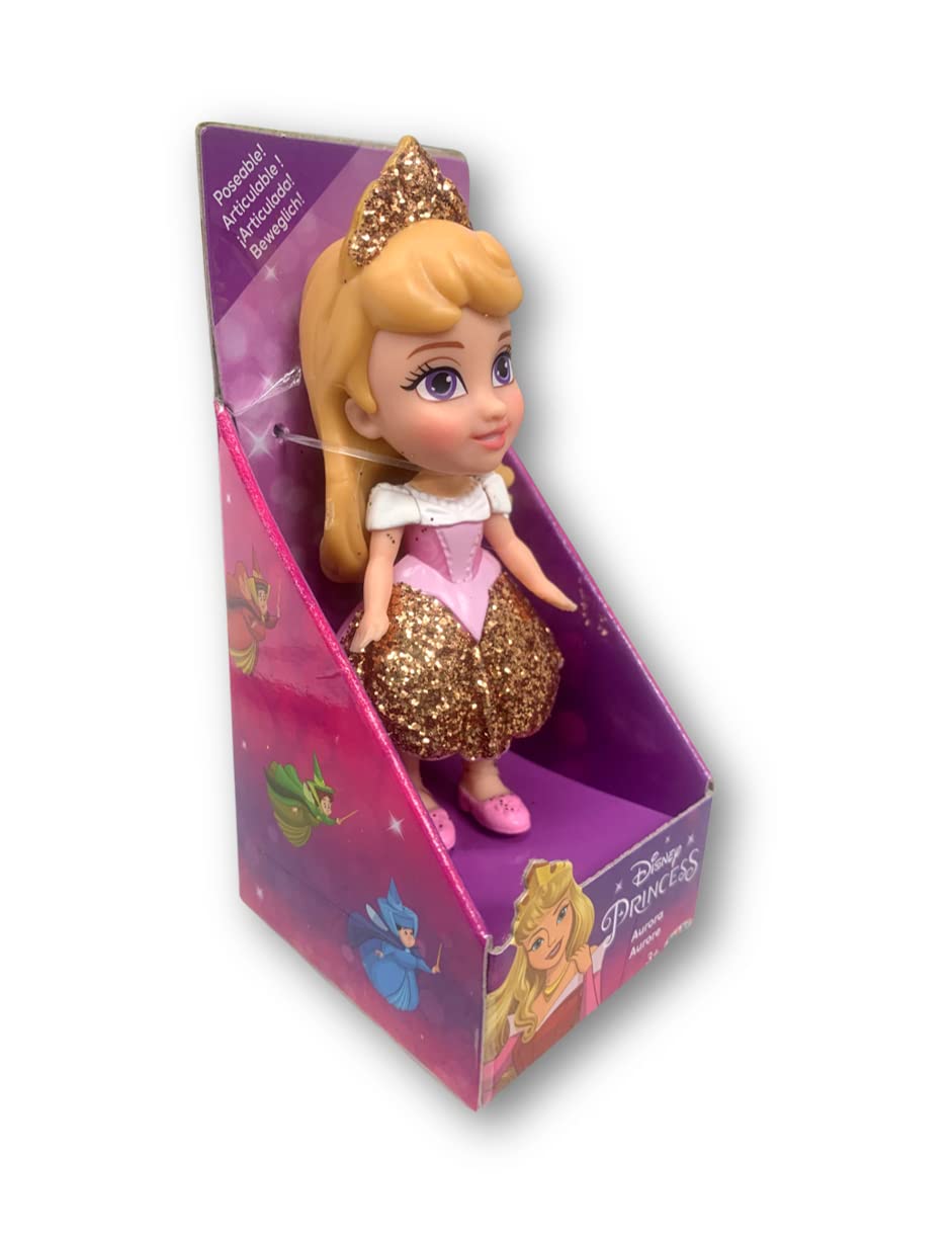 Amarina Packed in Clear Box for Gift Disney Princess Mini Poseable 3.5'' Doll Choose from All 11 Style Princess Characters (Aurora)