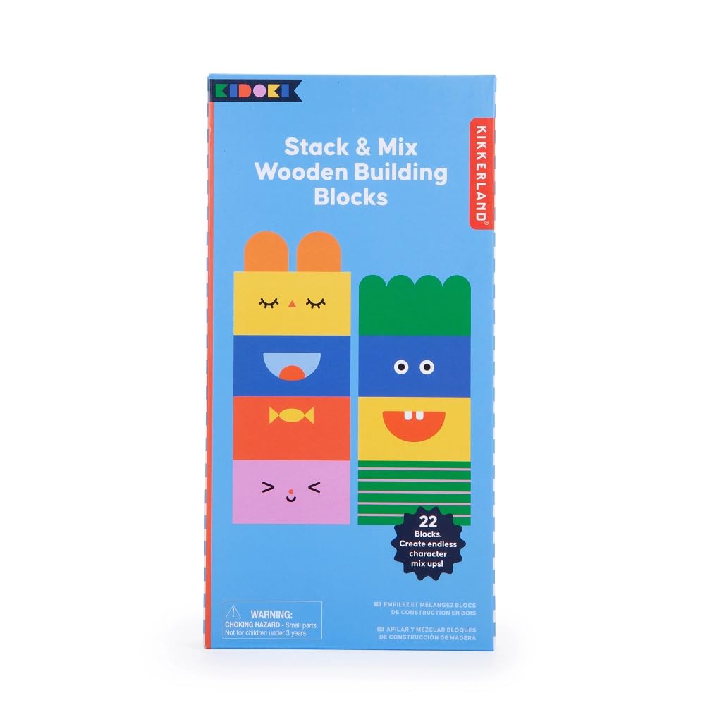 Kikkerland Kidoki Stack & Mix Wooden Building Blocks