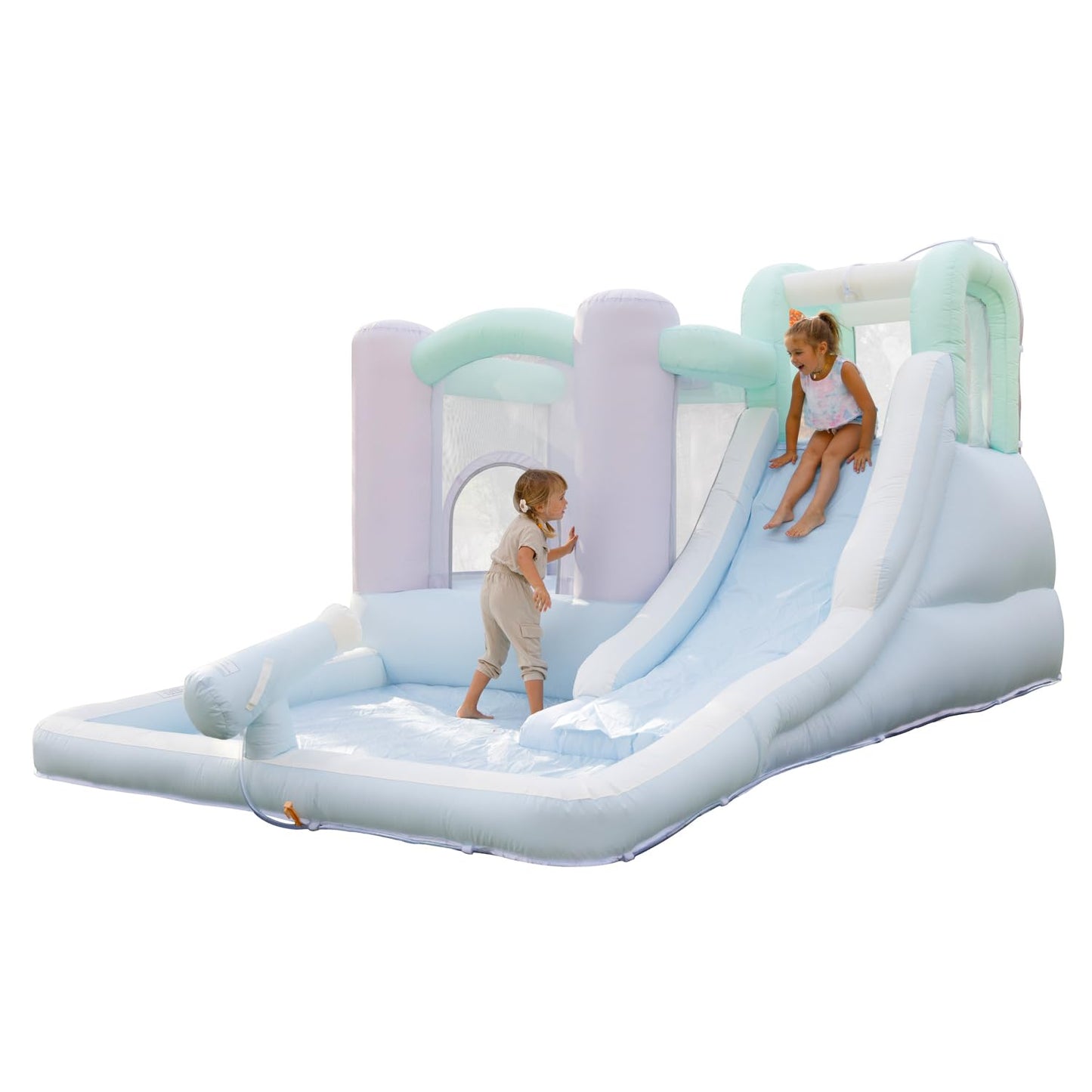 Bounceland Splash Zone Dream Wet or Dry Bounce House Water Slide, 11.5ftL x 9ftW x 6ftH, Pastel Color, Spacious Bounce Area, Splash Pool, Climbing