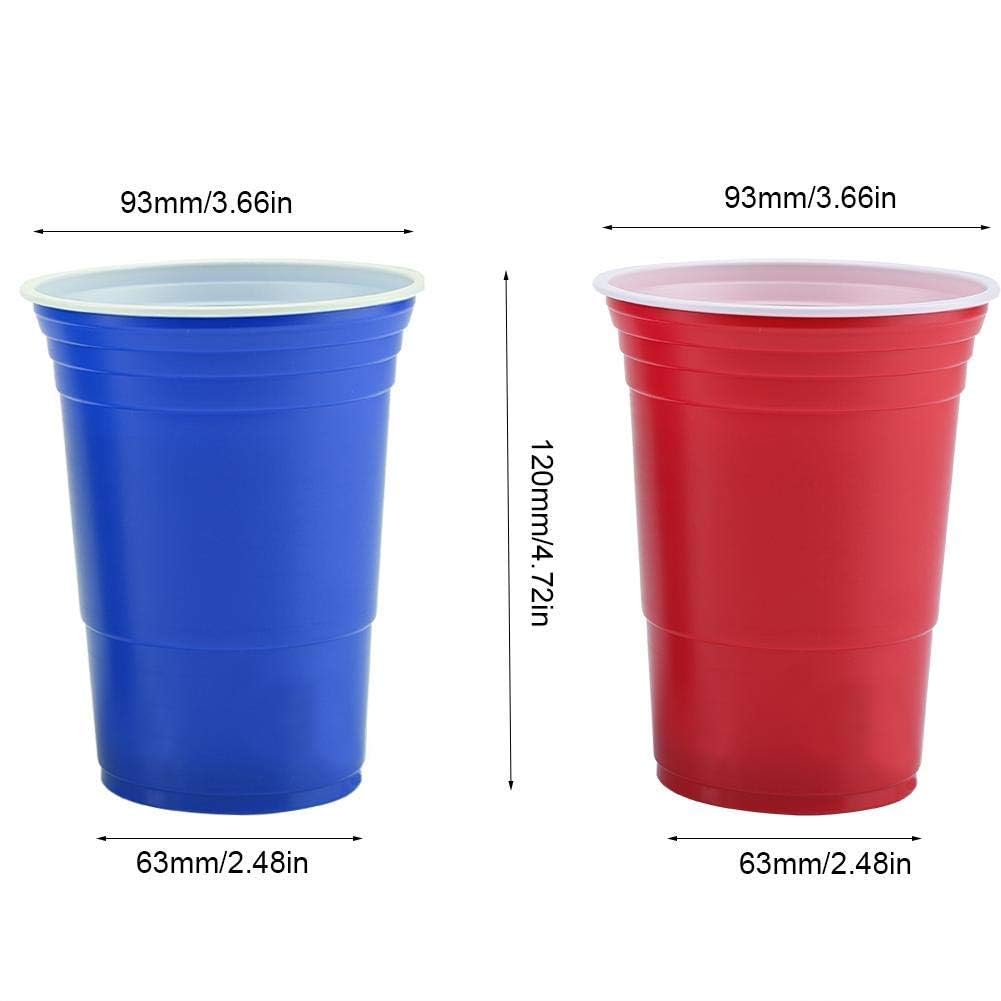TOPINCN Beer Pong Drinking Game Set 22PCS Plastic Game Cups with 4PCS Pong Balls Outdoor Camping Pub Party Supplies 16oz(red Cups 11+Blue