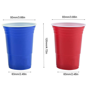 TOPINCN Beer Pong Drinking Game Set 22PCS Plastic Game Cups with 4PCS Pong Balls Outdoor Camping Pub Party Supplies 16oz(red Cups 11+Blue