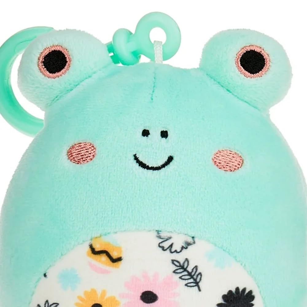 squishmallows 3.5"" Easter Clip-On Fritz The Frog, Pink