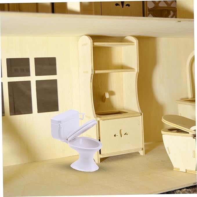 1:12 Scale Miniature Bathroom Toilet - Realistic Dollhouse Furniture for DIY Crafts, Dioramas and Architectural Models