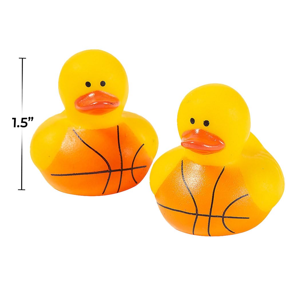 Basketball Mini Rubber Duckies, Rubber Ducks, 24 Pieces, Toys and Novelties, Treasure Chest and Party Supplies, Sports Events