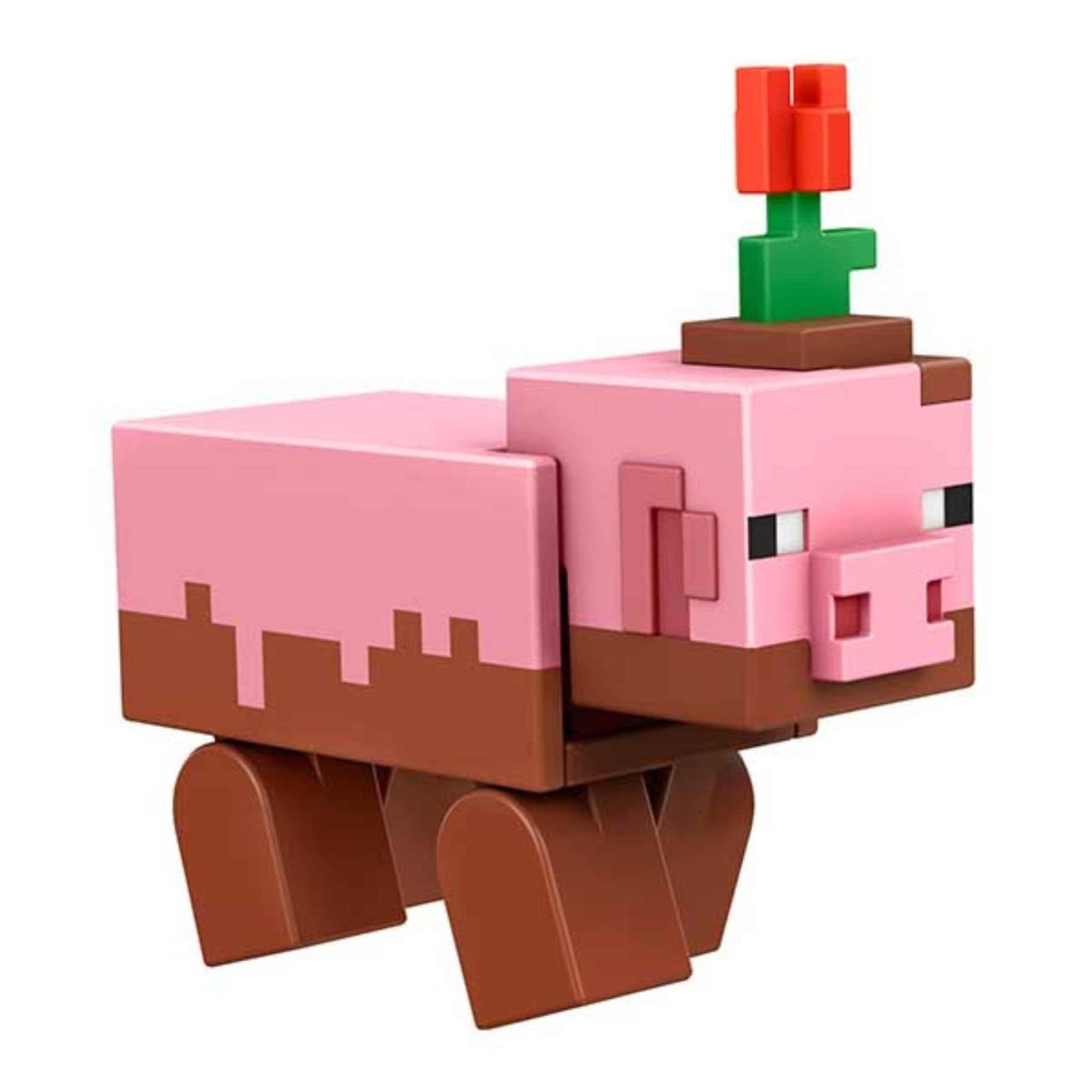 Minecraft Craft-A-Block Muddy Pig Figure, Authentic Pixelated Video-Game Characters, Action Toy to Create, Explore and Survive, Collectible Gift
