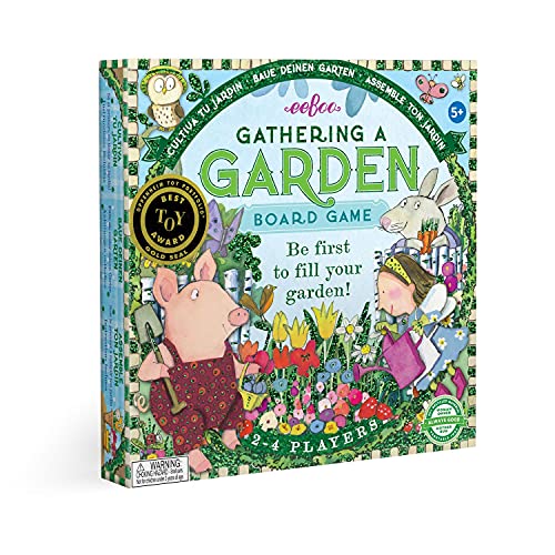 eeBoo Gathering a Garden Board Game - Award Winning Patience & Plant Counting Garden Game, Screen-Free Fun for 2-4 Players, Kids Ages 5 and up