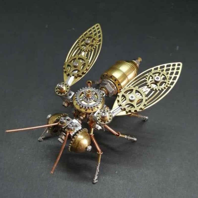 ModelForgeX 179pcs+ DIY Little Bee Steampunk Mechanical Insects Metal Assembly Model Kits Ornaments Assemble Models Toys Gifts (179pcs Bee)