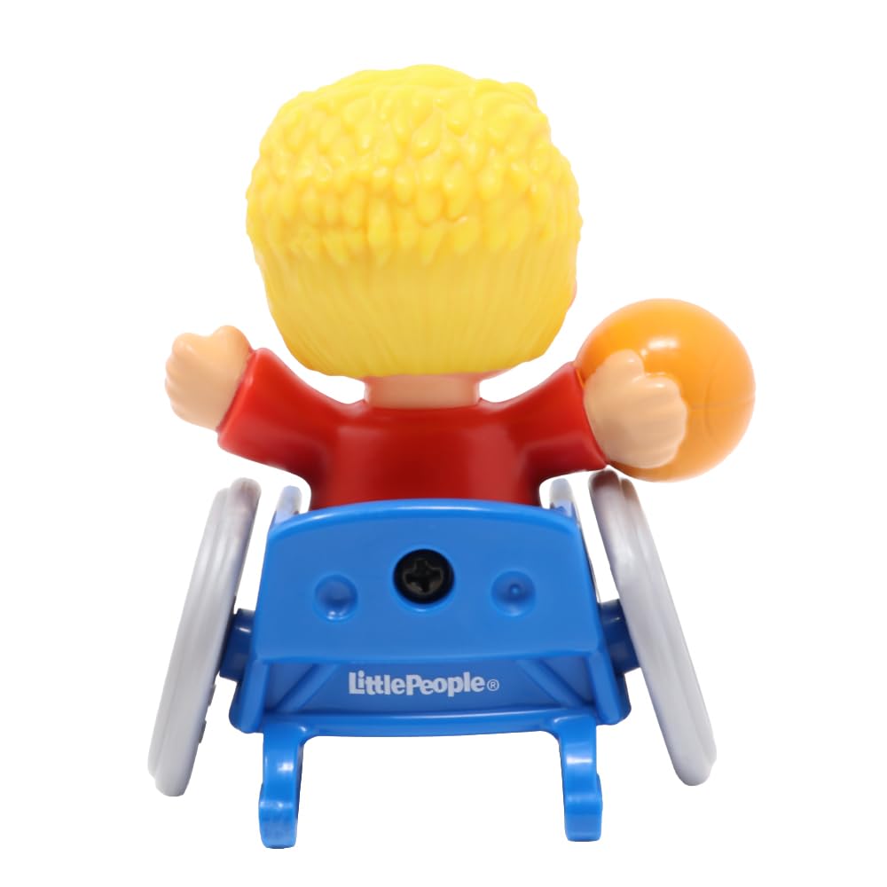 Replacement Part for Fisher-Price Little People Big Yellow Schoolbus Playset GLT75 - Replacement Josh Figure in Wheelchair Playing Basketball Wearing