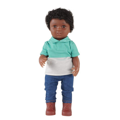 Kaplan Early Learning Multiethnic 13" African American Boy Vinyl Doll with Poseable Limbs