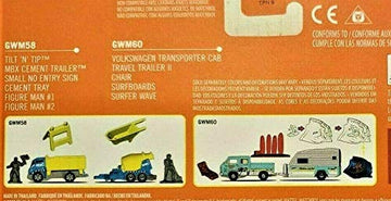 Matchbox Hitch & Haul MBX Construction Zone 2/8 (Blue/Yellow) - Tilt 'N Tip, MBX Cement Trailer, Entry Sign, Cement Tray, Figure Man #1 and #2
