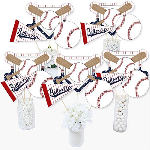 Big Dot of Happiness Baseball Party Centerpiece Sticks - Premium Table Topper Decorations for Baby Shower Birthday Sports Events, Set with Home Base