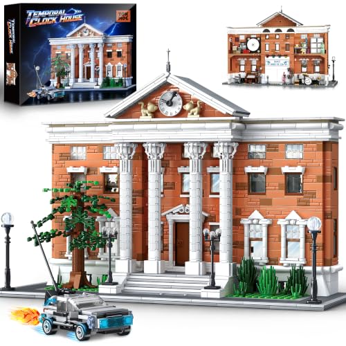 HiDectee Future Clock House Building Blocks with Retro Sports Car - 2-in-1 City Architecture Building Set Display & 5-Room Interior Diorama - Creative