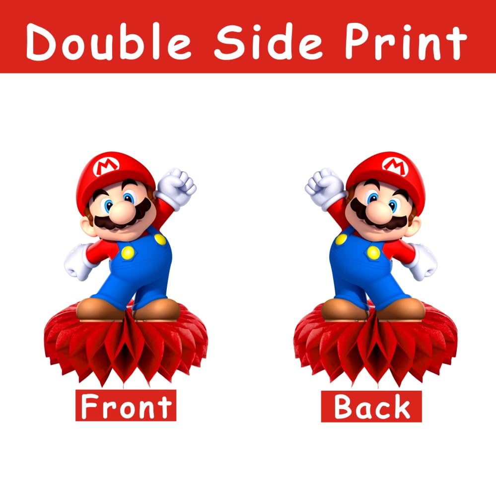 8Pcs Mario Table Centerpiece Birthday Party Supplies Double Side Table Decorations for Mario Themed Party Decorations