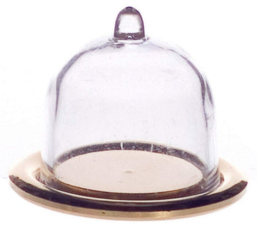 Dollhouse Miniature Cheese Dome on Gold Plate