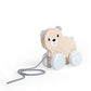 Bigjigs Toys FSC Certified Bear Pull Along Toy - Eco-Friendly Wooden Bear with Felt Ears & Tail and Grey Pull Cord, Quality Pull Along Toys for 1 Year