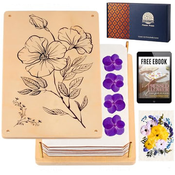 Berstuk Wooden Flower Press for Adults and Teens - Includes Expert Video Tutorials - Large Flower Press Kit 10.8" x 6.9" - Gift-Ready Packaging Ideal