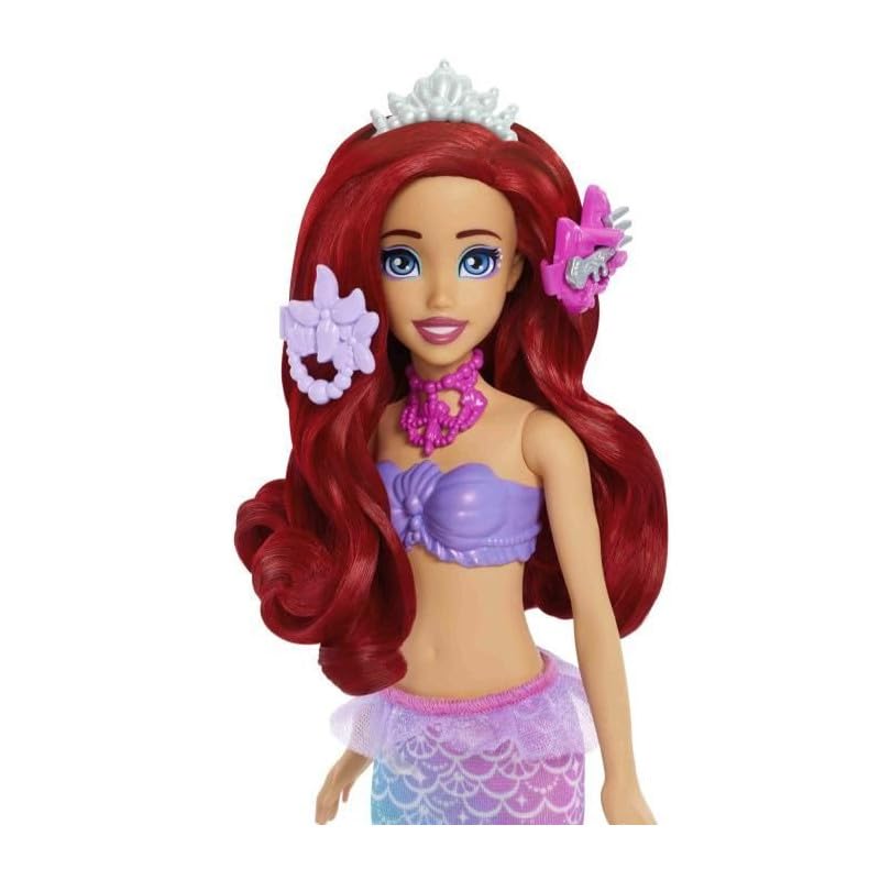 Mattel Disney Princess Toys, Ariel Vanity Pop Mermaid Fashion Doll with Removable Tail & Vanity with 5 Repeatable Pop-Up Surprises & 5 Accessories
