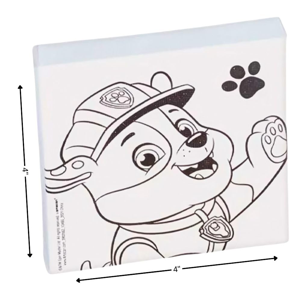Paw Patrol DIY Canvas Painting Set - 4 Colorful 4"x4" Canvases, 1 Paint Brush, 6 Vibrant Paints - Unleash Creativity & Foster Imagination - Perfect