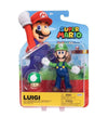 Super Mario Luigi 4 Inch Action Figure with 1-Up Mushroom