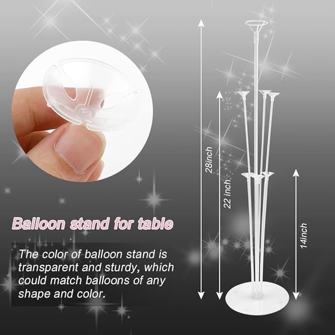 True Deals 24x7 Balloon Stand Kit - 4 Sets with Balloon Sticks, Stands for Table & Floor, Arch with Base for Parties & Decorations (Pack of 3)