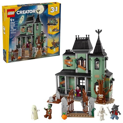 LEGO Creator 3 in 1 Haunted Mansion Building Toy for Kids - Halloween Building Blocks & Learning Toy for Girls & Boys, Ages 9+ - Build a Haunted