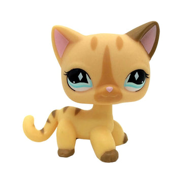 CFCLLBR #886 Mini Pet Toys Yellow Cream Stripe Short Hair Cat Animal Figure