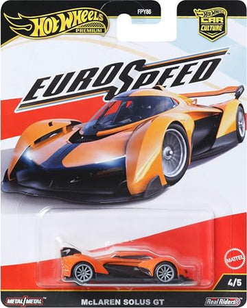 Hot Wheels Premium Car Culture Collectible Toy Car, 1:64 Scale Die-Cast McLaren Solus GT, Eurospeed Vehicle with Real Riders Tires