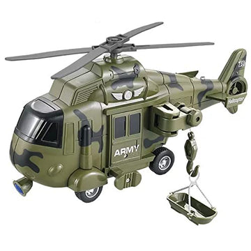 OCCAFY Military Helicopter Toy with Lights and Sound Sirens,Friction Powered Boys Army Toys,Rescue Vehicles Toys for Kids Aged 3 and Up,Best Toddler