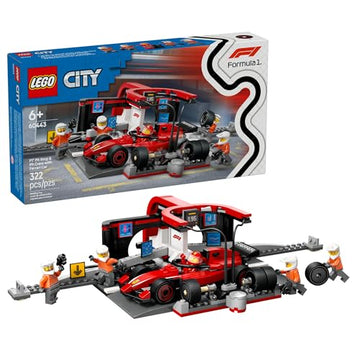 LEGO City F1 Pit Stop & Pit Crew with Ferrari Car Toy - Model Race Car Toy Building Playset for Kids, Boys and Girls, Ages 6+ - F1 Collectible