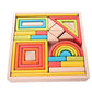 moderngenic 'Wonderland' Wooden Geometrical Building Blocks, 32 Piece Large Geometrical Rainbow Stacker, Stacking & Nesting Construction Toys