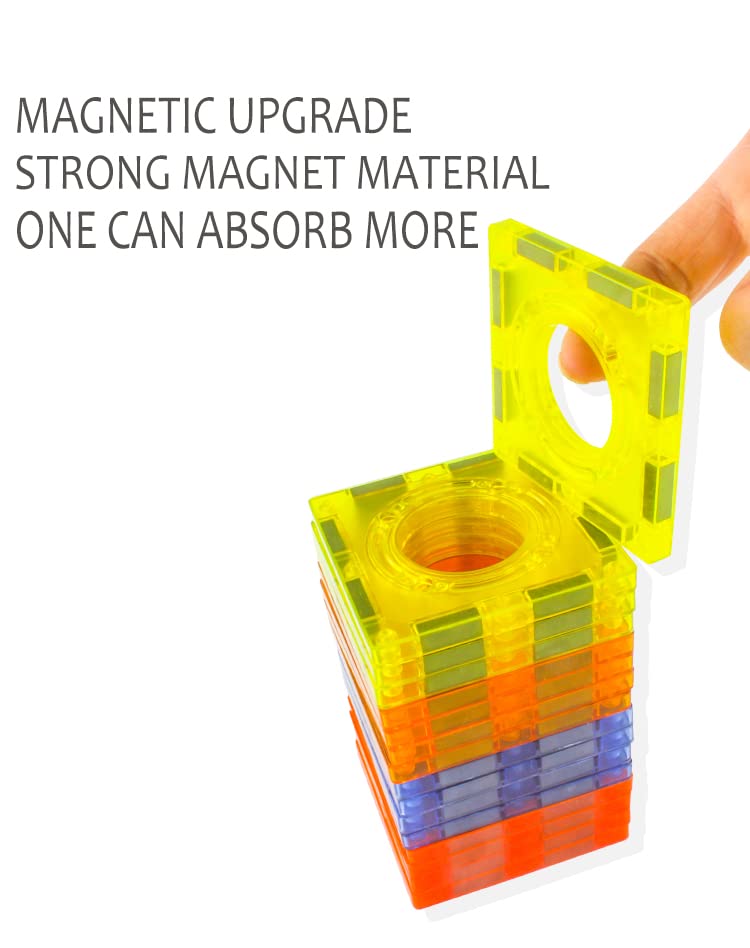 UNIQUE KIDS Magnetic Tiles Building Blocks with Light-Up Marble Run & LED Ball - STEM STEAM Toys for Kids Ages 3-10+ Boys Girls Birthday Gift (110