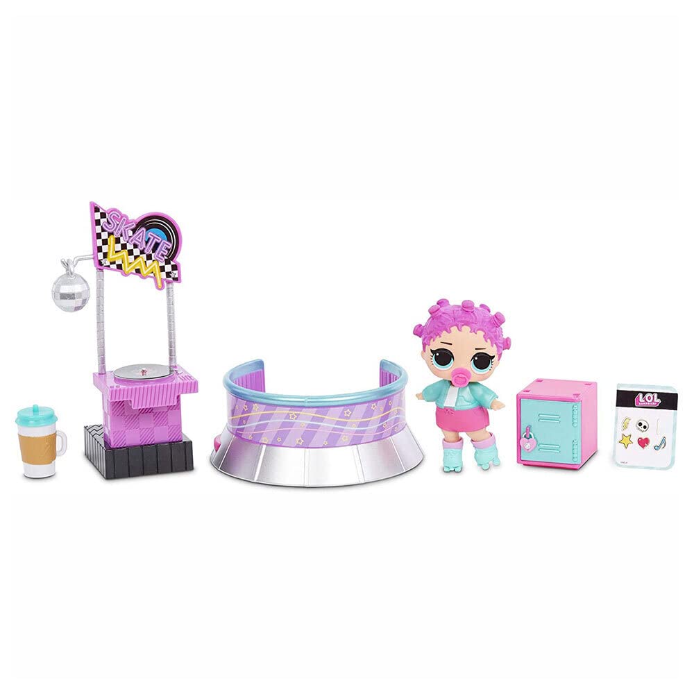 LOL Surprise Furniture Roller Rink with Roller Skater Doll & 10+ Surprises, Furniture, Disco, DJ Stage Room playsets for Toddler Kids Boy and Girls
