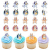 DecoPac Bluey So Much Fun Rings, 24 Cupcake Decorations Featuring Bluey, Bingo, Bandit, and Chilli, 3D Food Safe Cake Toppers - 24 Pack