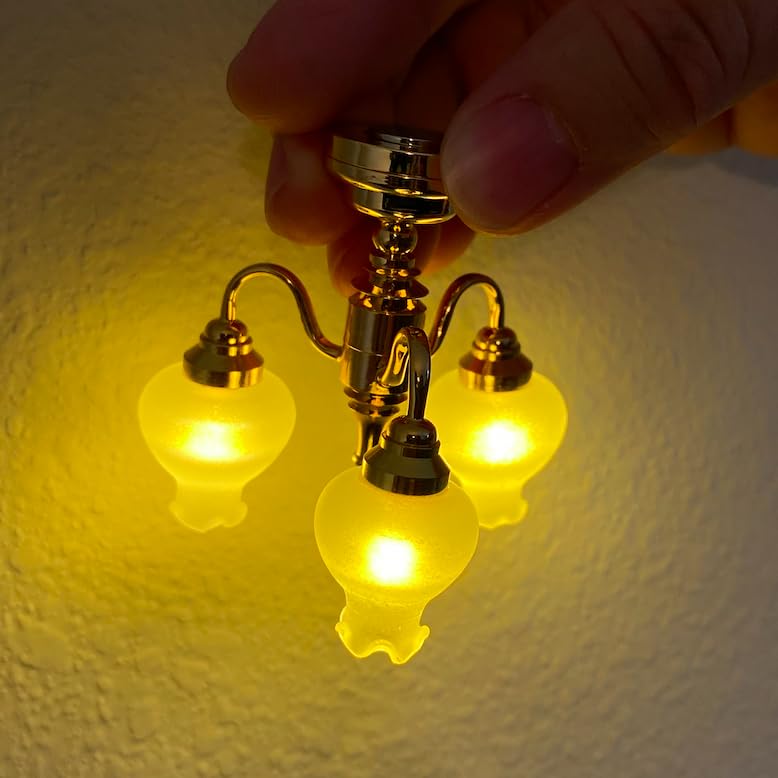 AirAds 1:12 Scale Dollhouse Miniature Dining Room liglht Fixture LED Chandelier Elegant Tulip Lighting Living Room Light