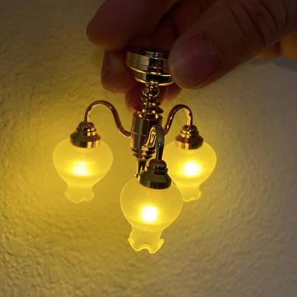 AirAds 1:12 Scale Dollhouse Miniature Dining Room liglht Fixture LED Chandelier Elegant Tulip Lighting Living Room Light