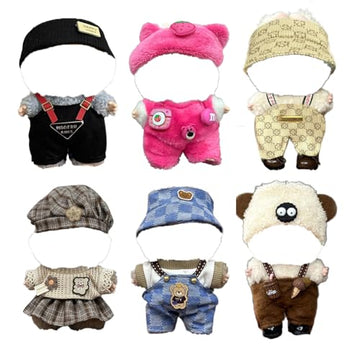 Clothes for 15/17cm Dolls - 6 Set Clothes for LABUBU Dolls, Premium Stylish Outfit with Accessories for Play & Display?No Doll? (SET1)