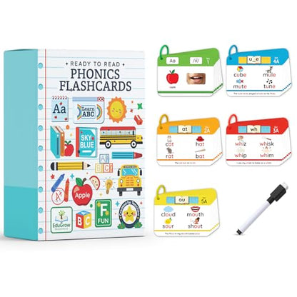 Phonogram Flash Cards - Phonics Flash Cards - Learn to Read - CVC Reading Flashcards for Kids Ages 5-8 - Phonics Games - Homeschool Preschool