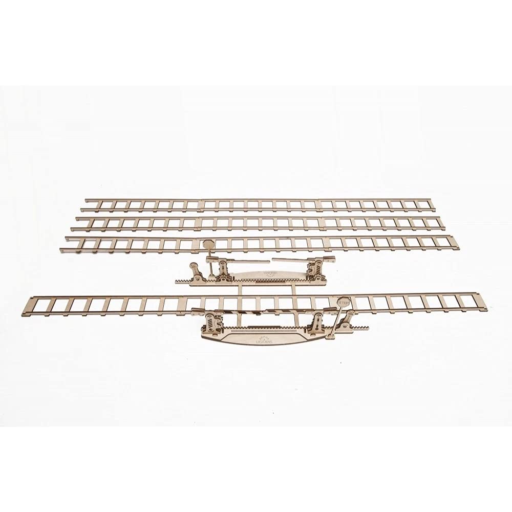 Rails by Ugears: Self Propelled Modular Mechanical Model, 3D Wooden Puzzle for Self Assembly Without Glue, Brainteaser for Kids, Teens and Adults